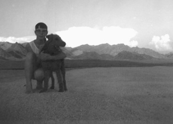 Me and my Airedale dog, Patsy, Midland, CA, 1962